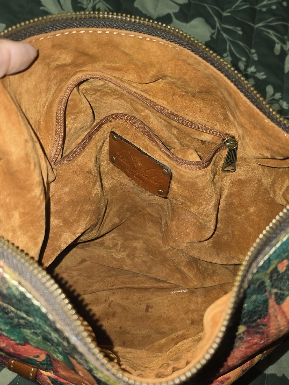 Patricia Nash Floral Patchwork Leather Shoulder Bag - Red, Orange, Green, Brown - Picture 5 of 5